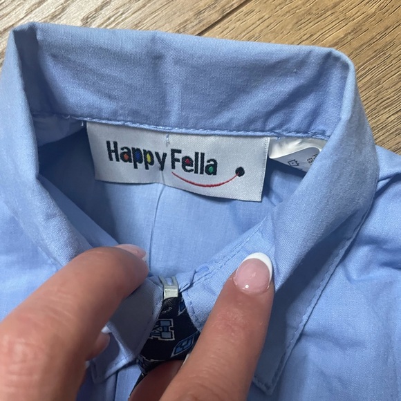 👔 Baby Boy 12M Dressy Set – Blue Shirt, Striped Pants & Tie - Picture 8 of 9